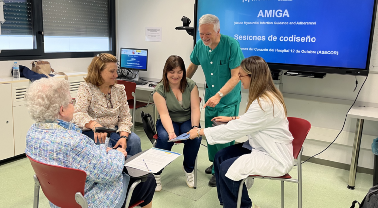 Patients, clinicians and researchers taking part in a co-design session for JACARDI&rsquo;s AMIGA pilot in Madrid.